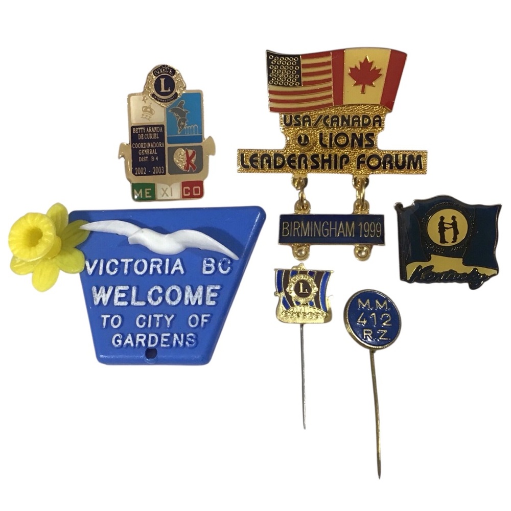 Pin Lot USA Canada Sweden Mexico Lions Club Tac Metal Plastic Brooch Bag Jewelry